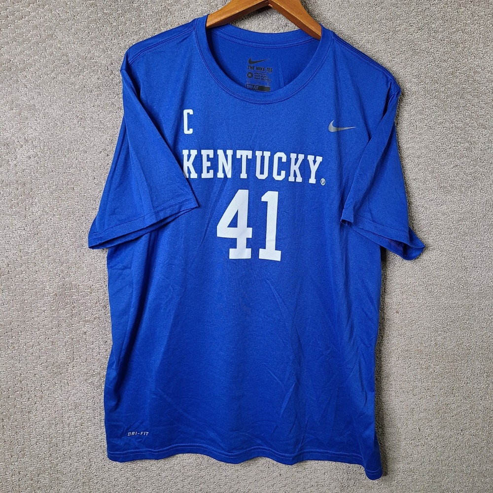 Nike Shirt Mens XL Blue Kentucky 41 Hackett Dri Fit Polyester Short Sleeve